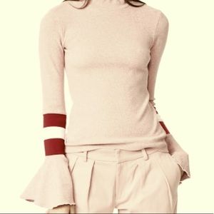 OnTwelfth Top Metallic Knitted Sports Long Sleeves Top Size S